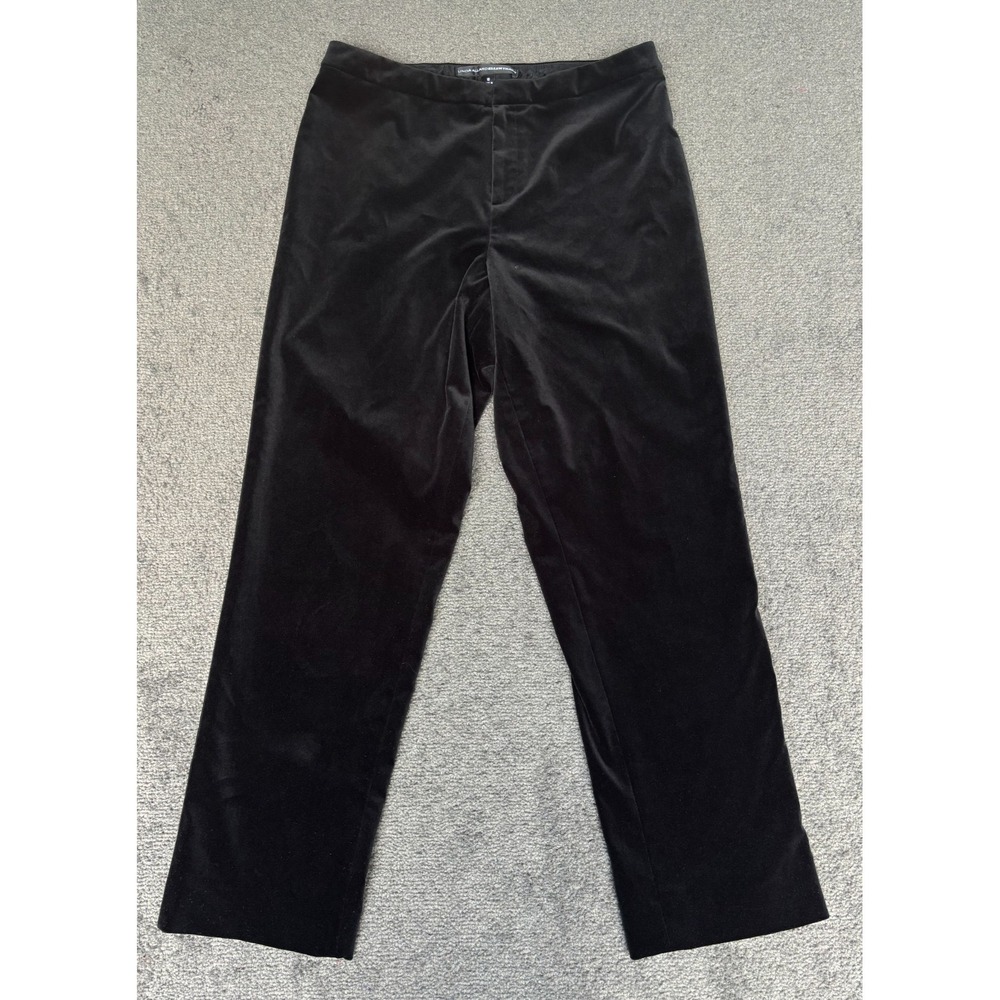 Linda Allard Ellen Tracy Velvet Pants Women's 8 Black Cotton Stretch Zip Fly